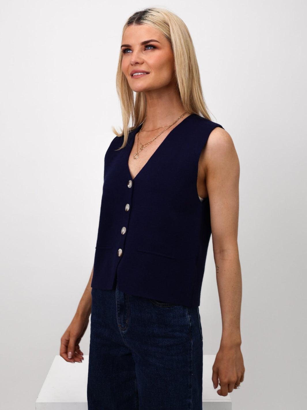 Kate & Pippa Kelly Waistcoat In Navy-Nicola Ross