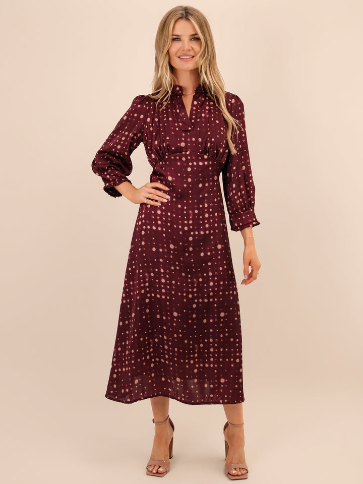 Kate & Pippa Kimber Midi Dress In Burgundy-Nicola Ross