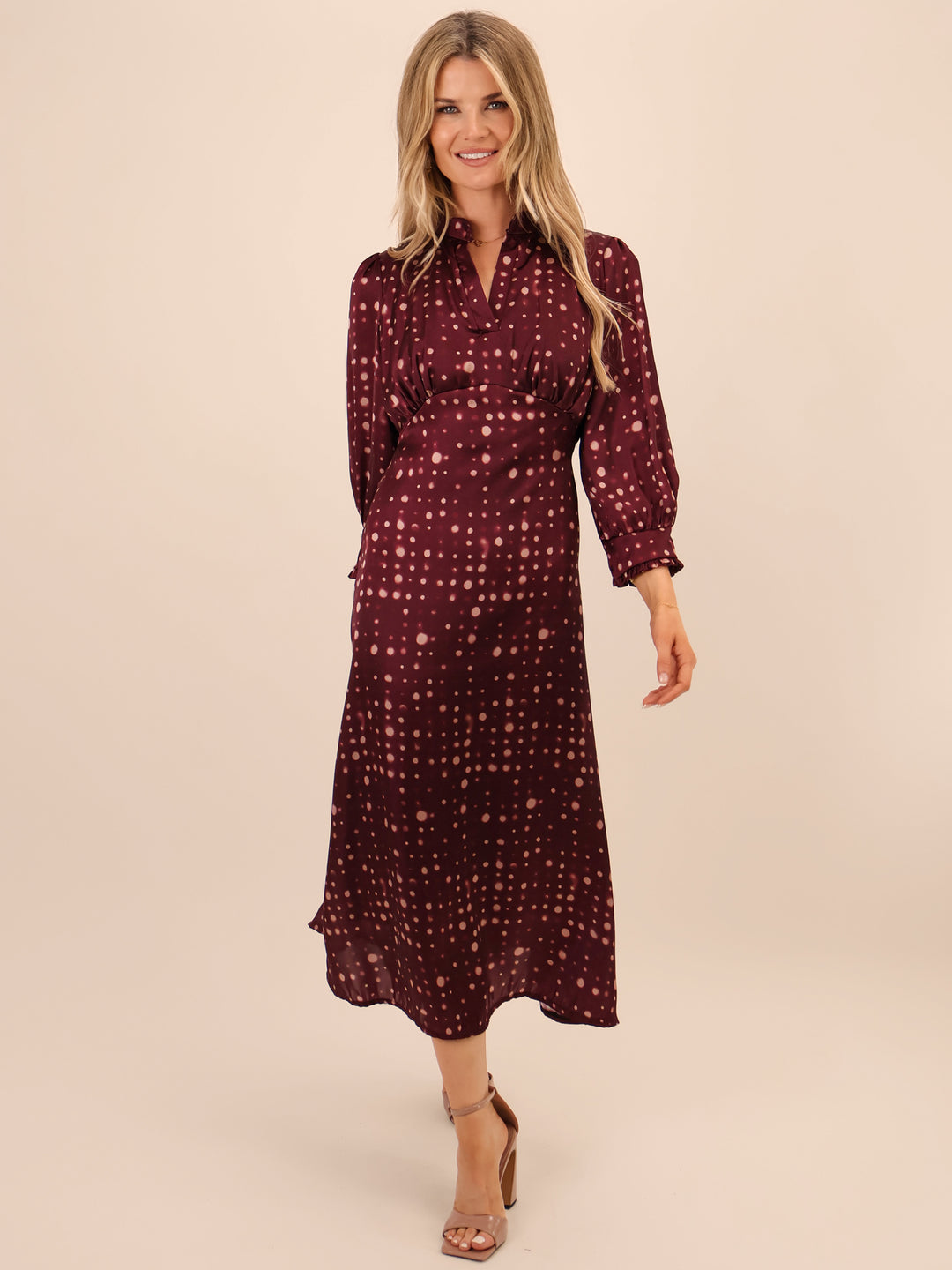 Kate & Pippa Kimber Midi Dress In Burgundy-Nicola Ross