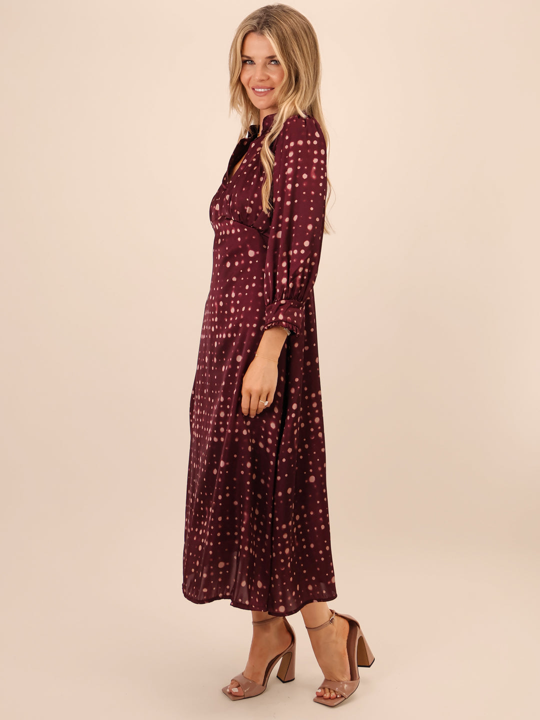 Kate & Pippa Kimber Midi Dress In Burgundy-Nicola Ross