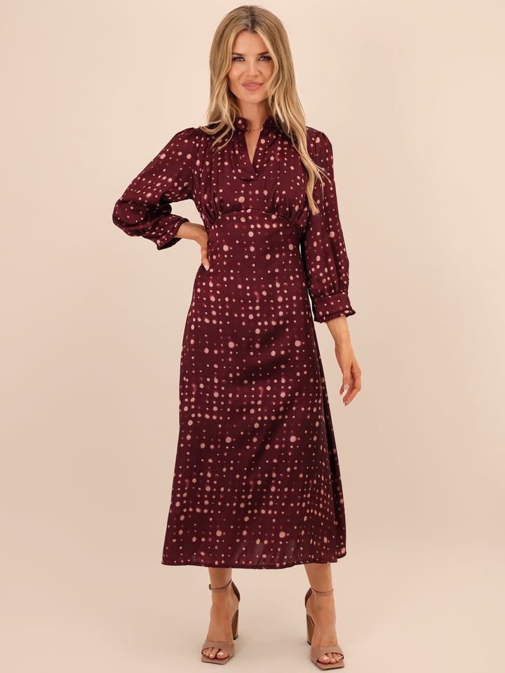 Kate & Pippa Kimber Midi Dress In Burgundy-Nicola Ross
