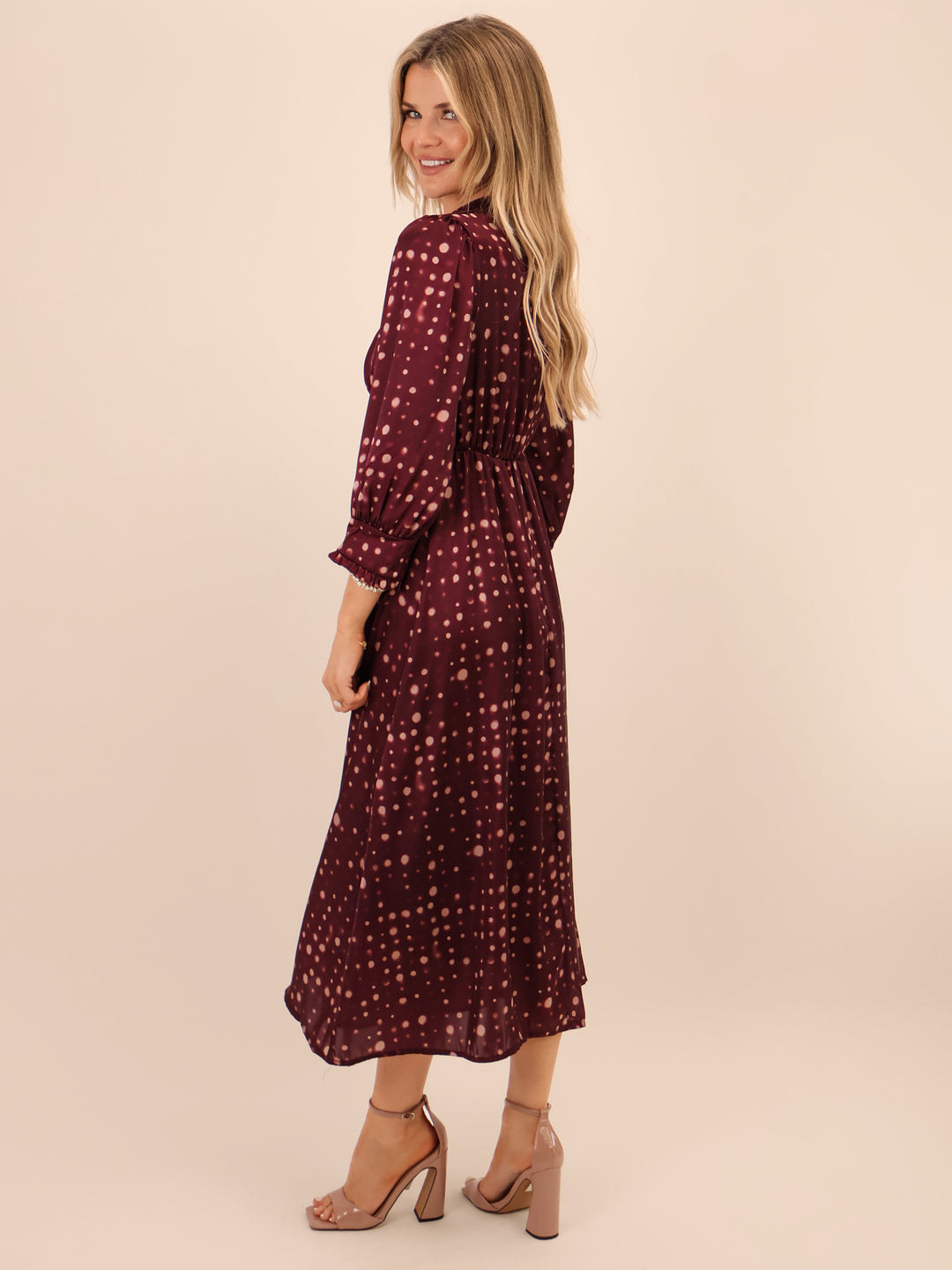 Kate & Pippa Kimber Midi Dress In Burgundy-Nicola Ross