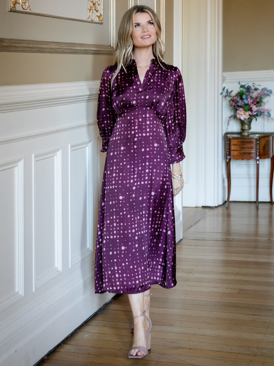 Kate & Pippa Kimber Midi Dress In Burgundy-Nicola Ross