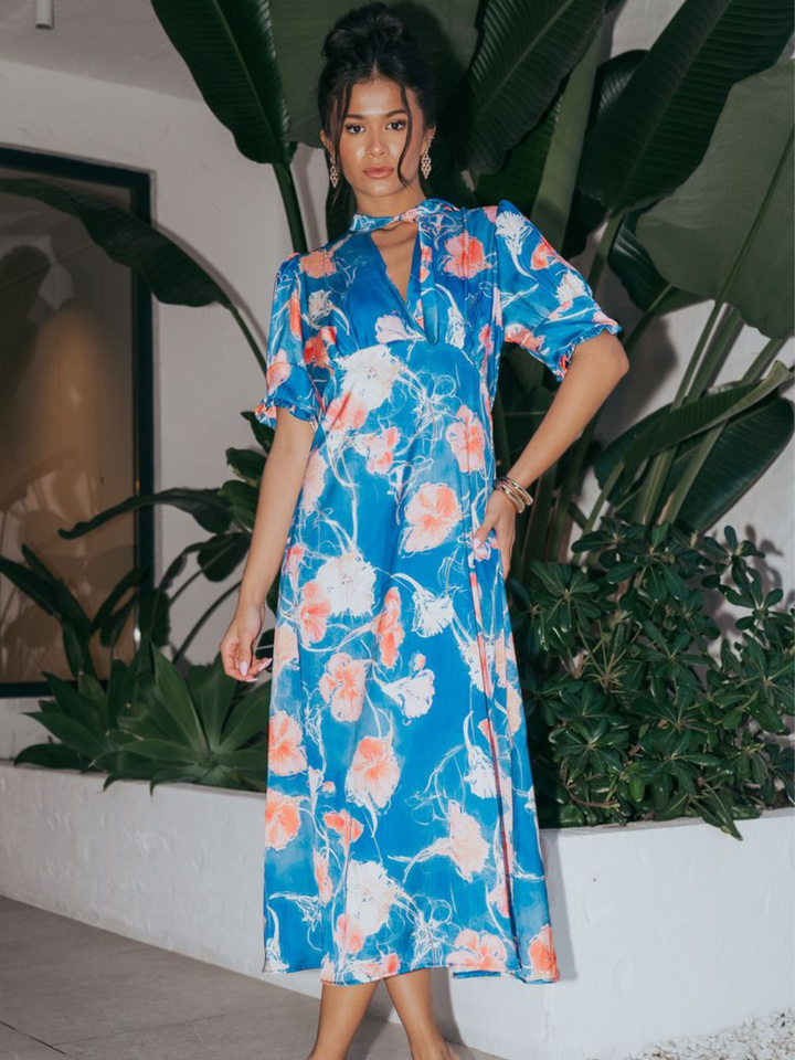 Kate & Pippa Kimber Midi Dress in Blue-Occasion Wear-Guest of the wedding-Nicola Ross