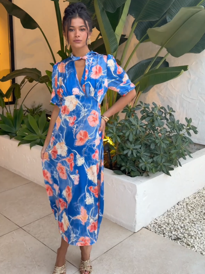 Kate & Pippa Kimber Midi Dress in Blue-Occasion Wear-Guest of the wedding-Nicola Ross