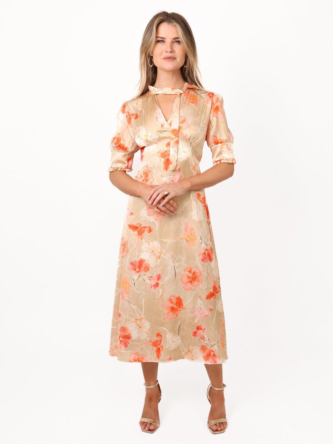 Kate & Pippa Kimber Midi Dress in Champagne-Nicola Ross