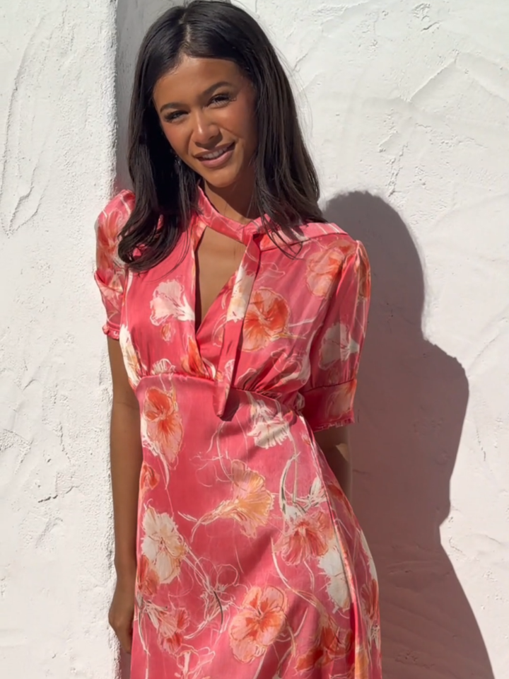 Kate & Pippa Kimber Midi Dress in Coral-Occasion Wear-Guest of the wedding-Nicola Ross