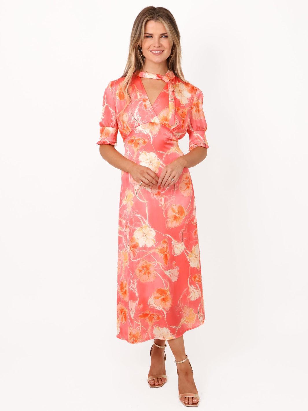 Kate & Pippa Kimber Midi Dress in Coral-Nicola Ross