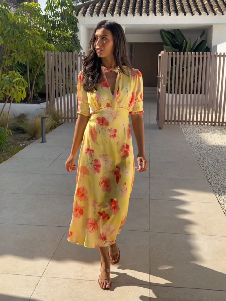 Kate & Pippa Kimber Midi Dress in Lemon-Occasion Wear-Guest of the wedding-Nicola Ross