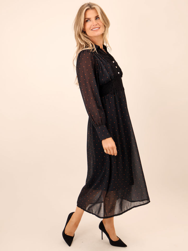Kate & Pippa Kimi Midi Dress In Black-Nicola Ross