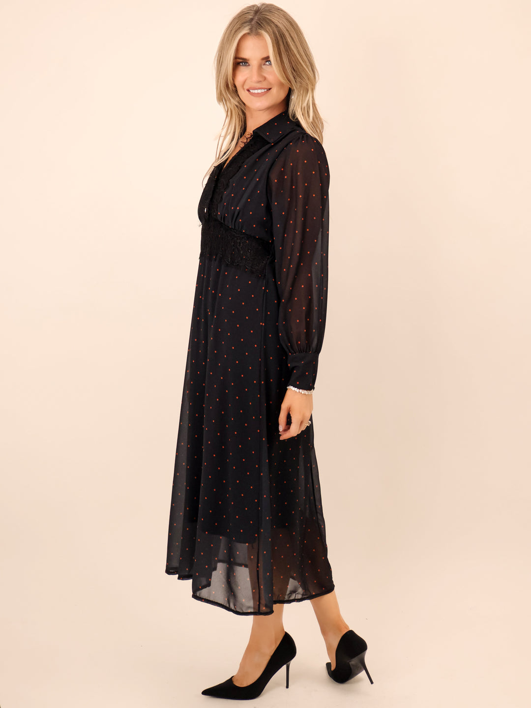 Kate & Pippa Kimi Midi Dress In Black-Nicola Ross