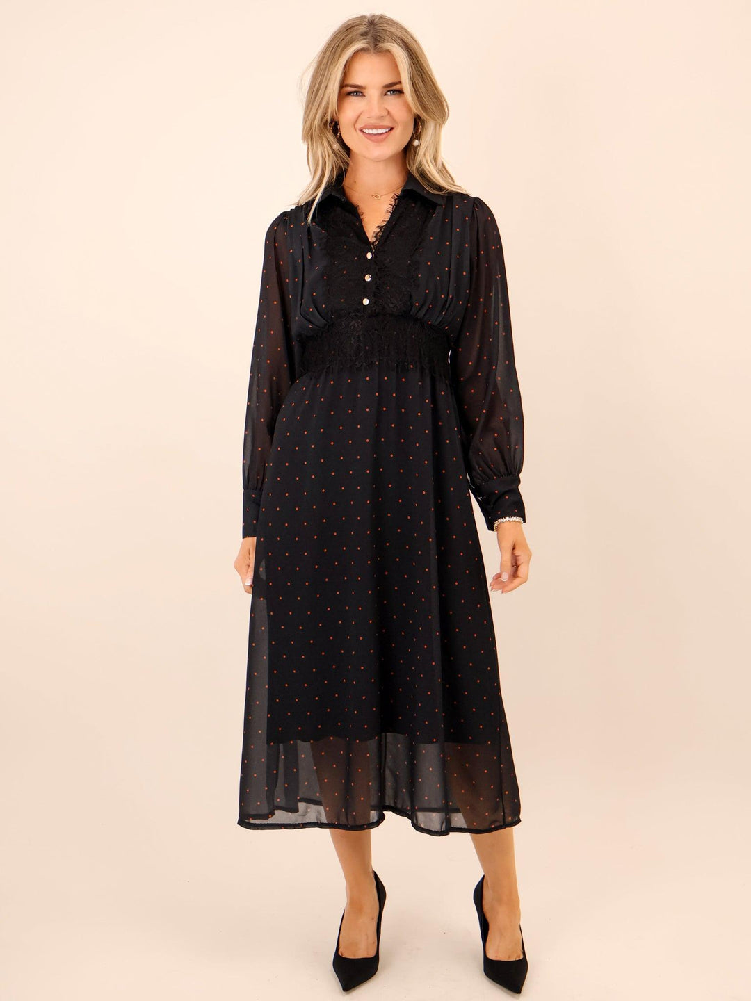 Kate & Pippa Kimi Midi Dress In Black-Nicola Ross