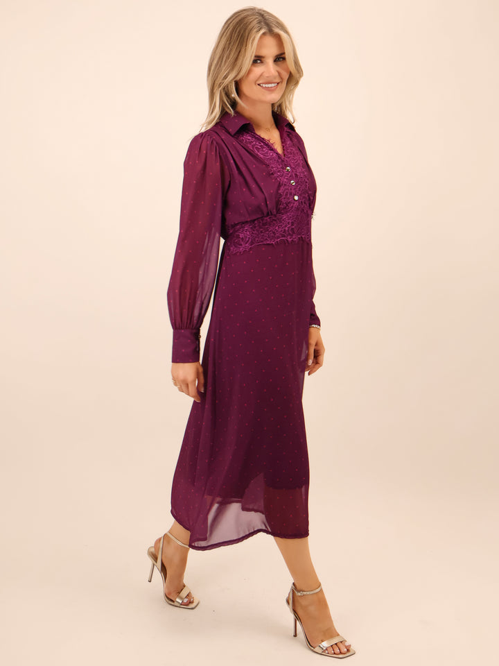 Kate & Pippa Kimi Midi Dress In Magenta-Nicola Ross