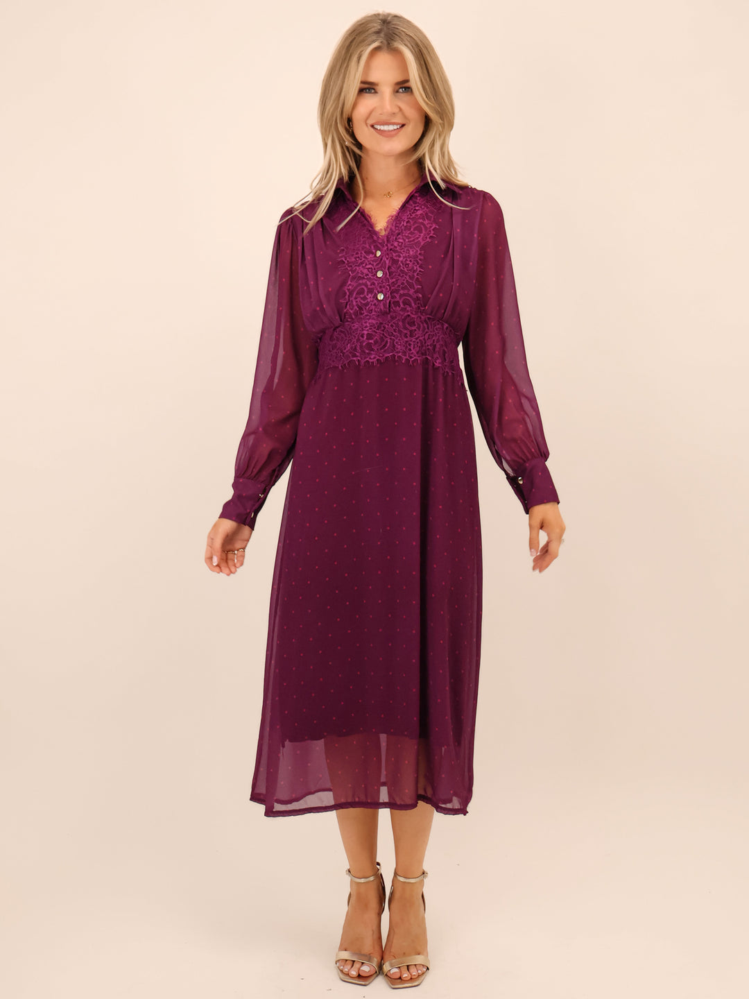 Kate & Pippa Kimi Midi Dress In Magenta-Nicola Ross