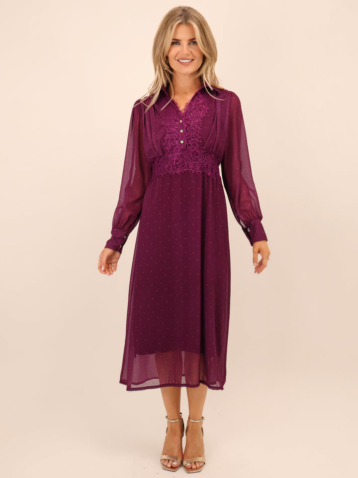 Kate & Pippa Kimi Midi Dress In Magenta-Nicola Ross