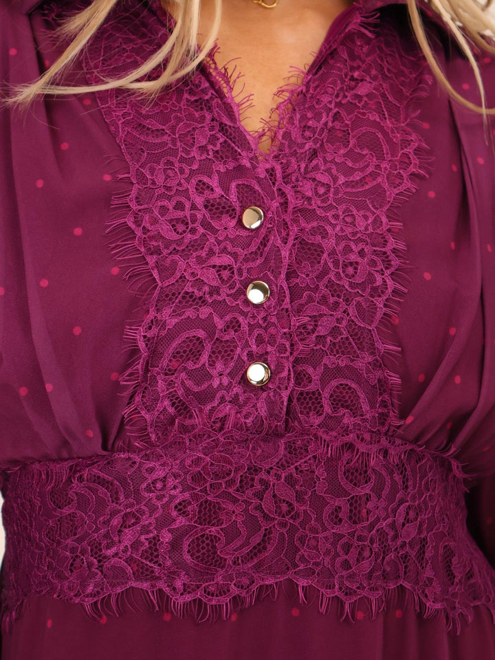 Kate & Pippa Kimi Midi Dress In Magenta-Nicola Ross