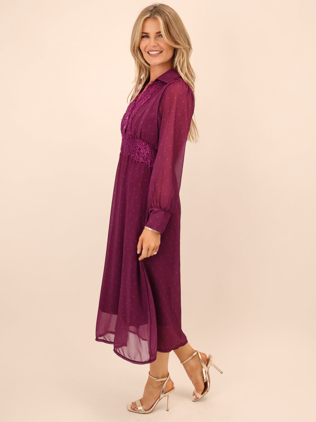 Kate & Pippa Kimi Midi Dress In Magenta-Nicola Ross