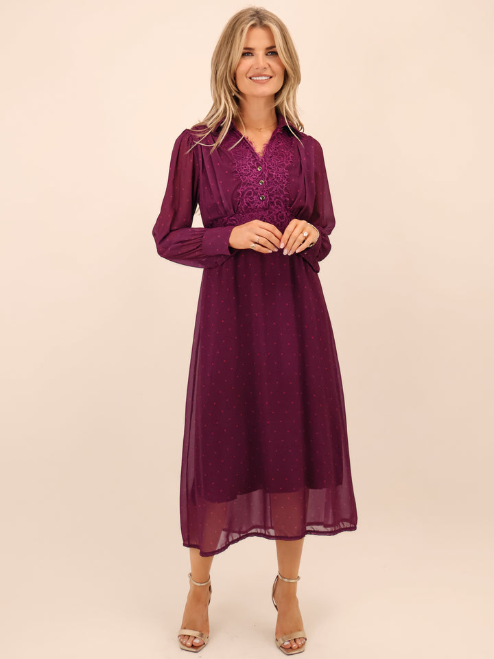 Kate & Pippa Kimi Midi Dress In Magenta-Nicola Ross