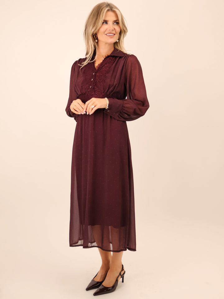 Kate & Pippa Kimi Midi Dress In Plum-Nicola Ross