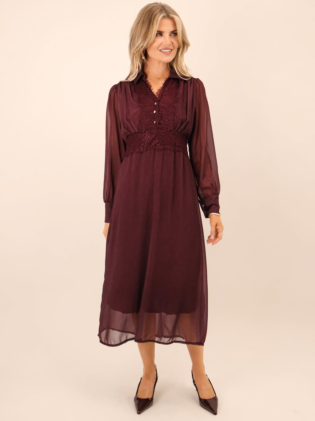 Kate & Pippa Kimi Midi Dress In Plum-Nicola Ross