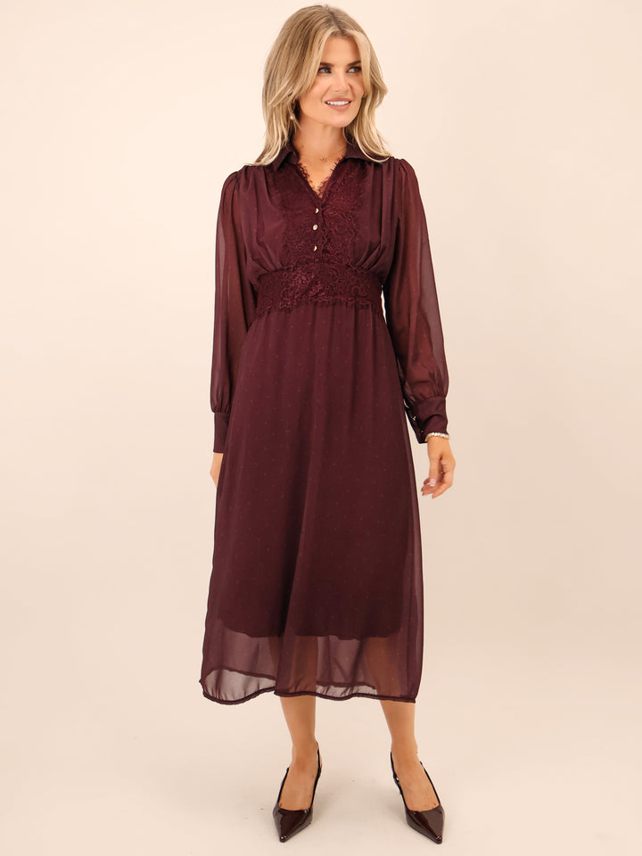 Kate & Pippa Kimi Midi Dress In Plum-Nicola Ross