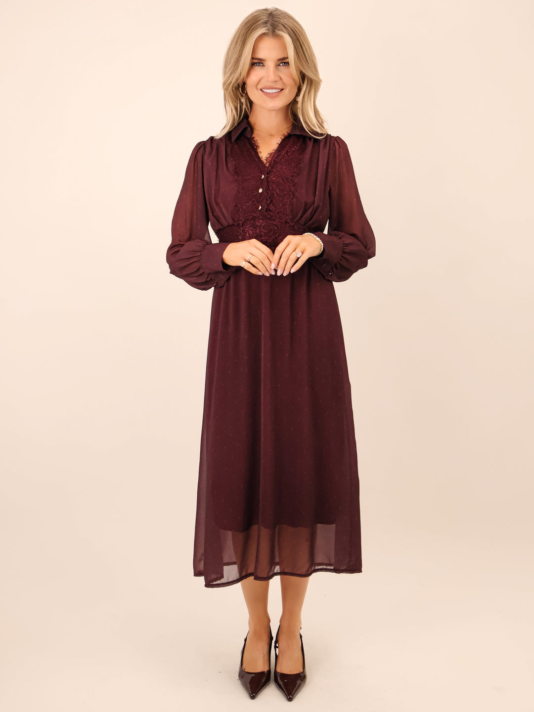 Kate & Pippa Kimi Midi Dress In Plum-Nicola Ross