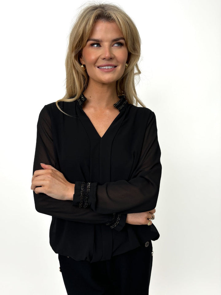 Kate & Pippa Kira Top In Black-Nicola Ross