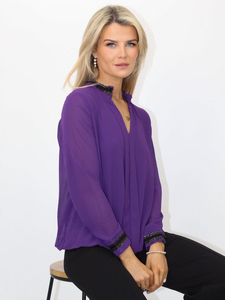 Kate & Pippa Kira Top In Purple-Nicola Ross