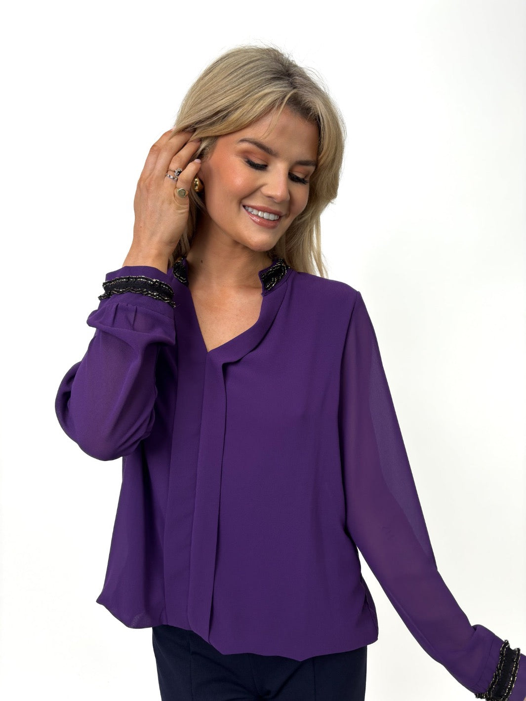 Kate & Pippa Kira Top In Purple-Nicola Ross