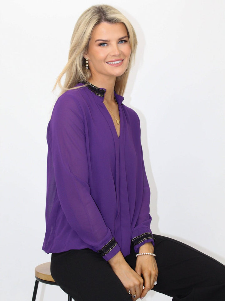 Kate & Pippa Kira Top In Purple-Nicola Ross
