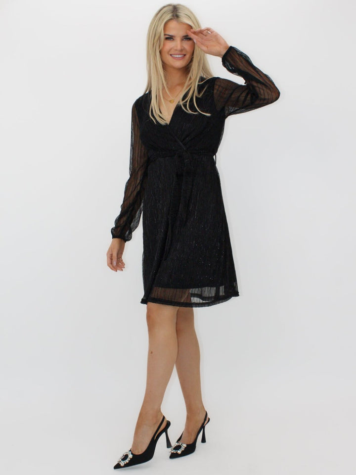 Kate & Pippa Kylie Mini Dress In Black Lurex-Nicola Ross