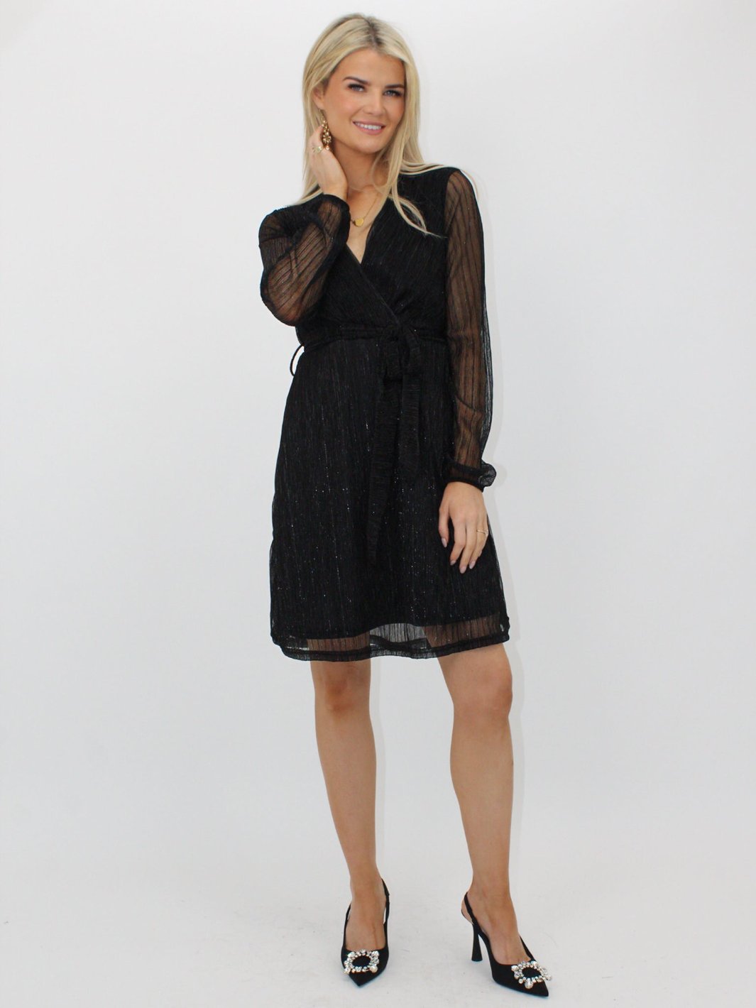 Kate & Pippa Kylie Mini Dress In Black Lurex-Nicola Ross