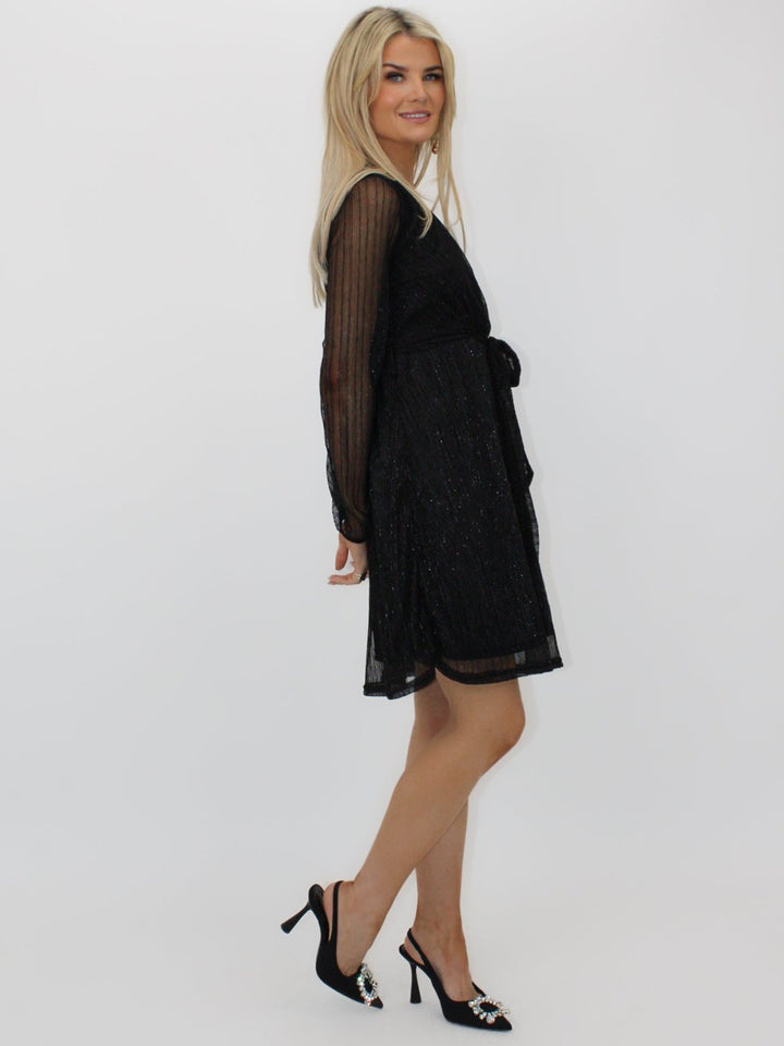 Kate & Pippa Kylie Mini Dress In Black Lurex-Nicola Ross