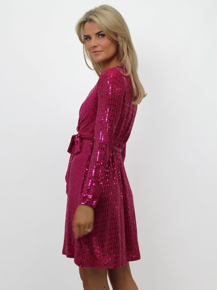 Kate & Pippa Kylie Mini Dress In Pink Sparkle-Nicola Ross