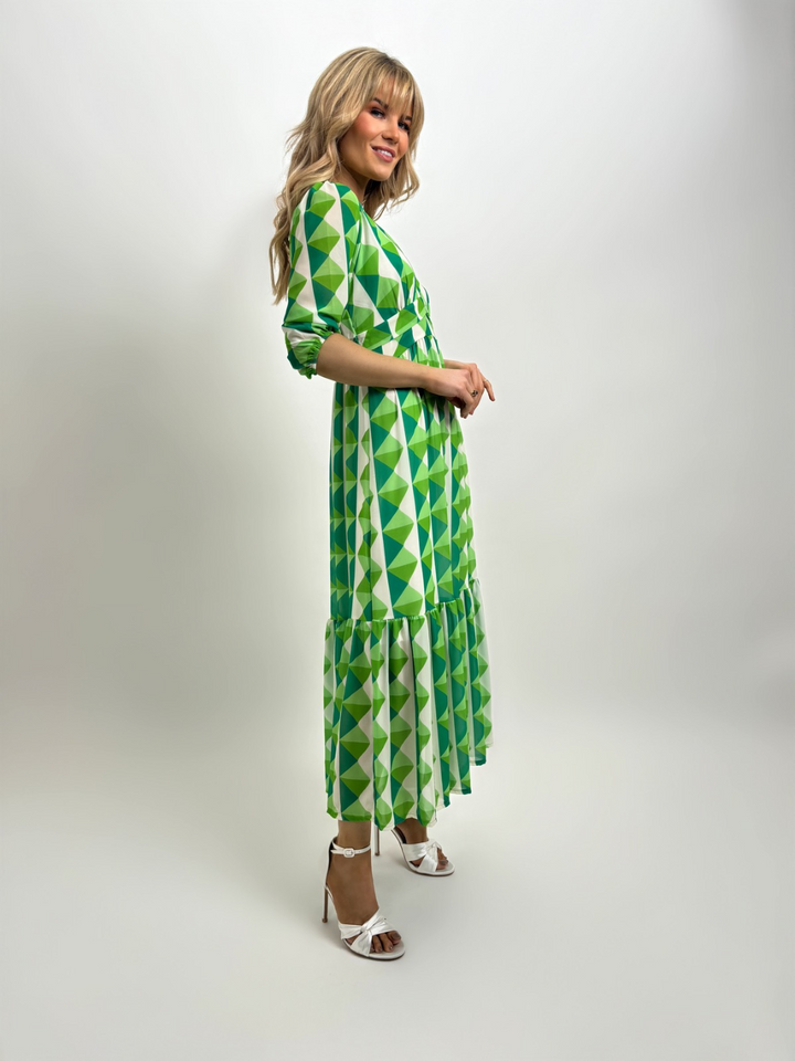 Kate & Pippa Lana Midi Dress In Green Print