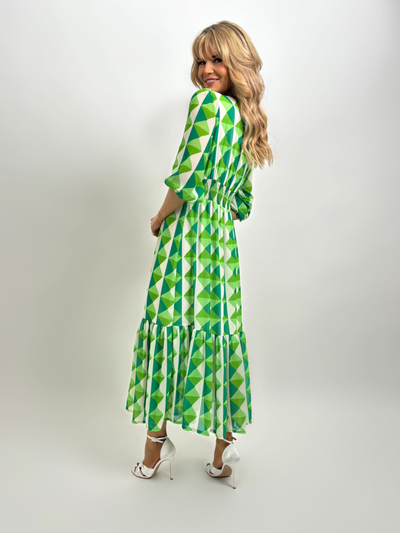 Kate & Pippa Lana Midi Dress In Green Print