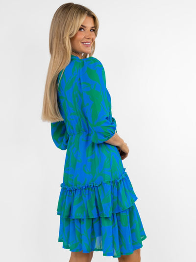 Kate & Pippa Latina Mini Dress In Blue / Green Print-Nicola Ross