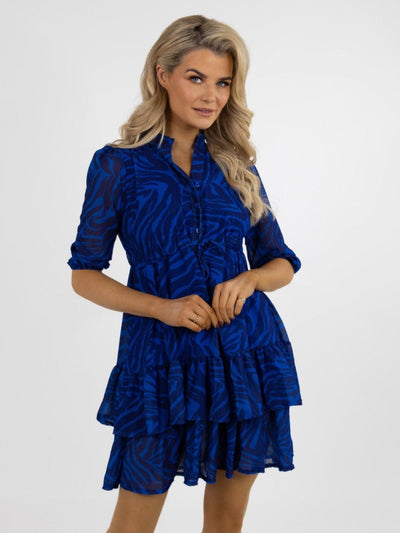 Kate & Pippa Latina Mini Dress In Blue Print-Nicola Ross