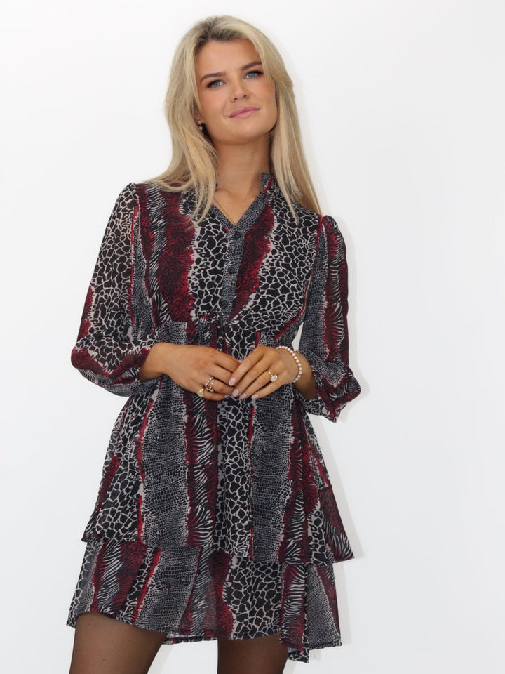 Kate & Pippa Latina Mini Dress In Red Animal Print-Nicola Ross