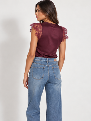 Kate & Pippa Lauren Lace Cami Top In Mulberry-Nicola Ross