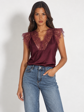 Kate & Pippa Lauren Lace Cami Top In Mulberry-Nicola Ross