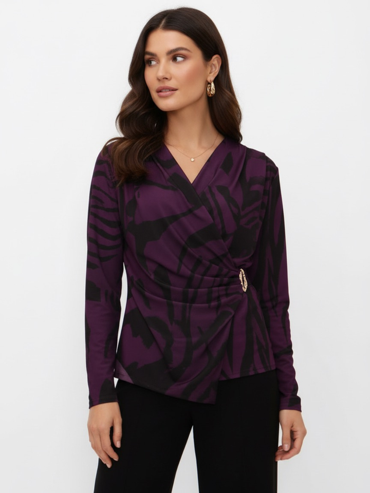 Kate & Pippa Lea Top In Purple Print-Nicola Ross
