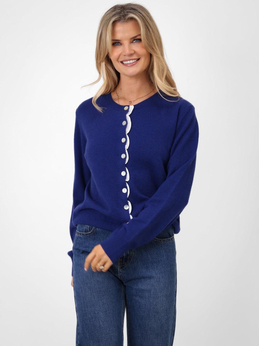 Kate & Pippa Lilah Cardigan In Blue-Nicola Ross