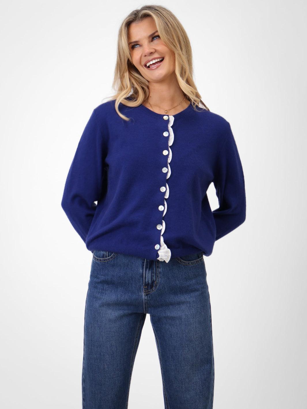 Kate & Pippa Lilah Cardigan In Blue-Nicola Ross