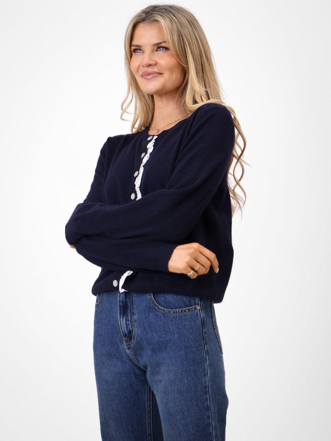 Kate & Pippa Lilah Cardigan In Navy-Nicola Ross