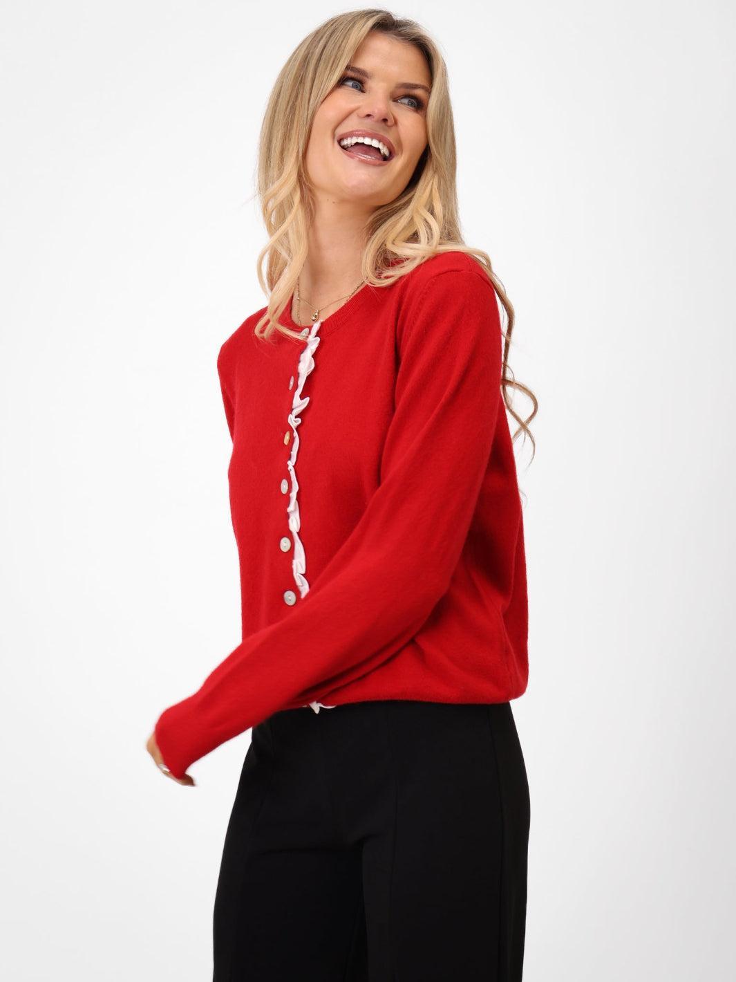 Kate & Pippa Lilah Cardigan In Red-Nicola Ross
