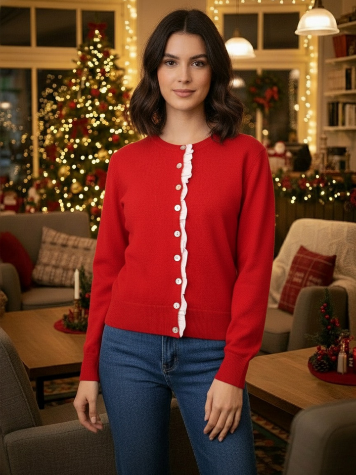 Kate & Pippa Lilah Cardigan In Red-Nicola Ross