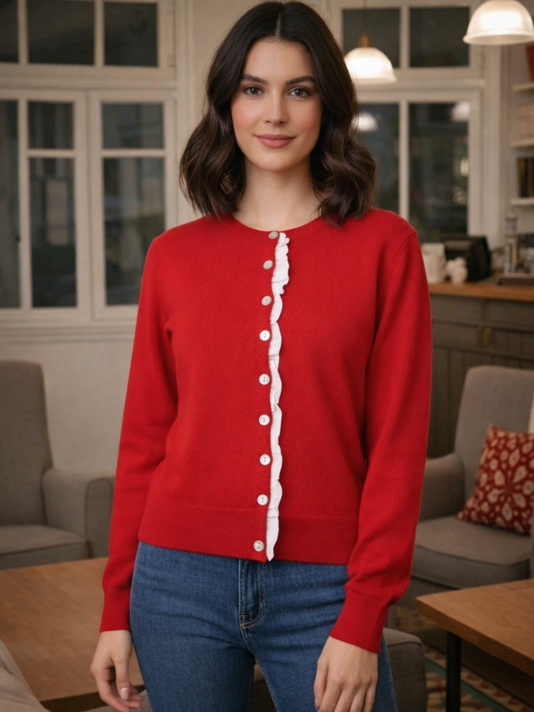Kate & Pippa Lilah Cardigan In Red-Nicola Ross