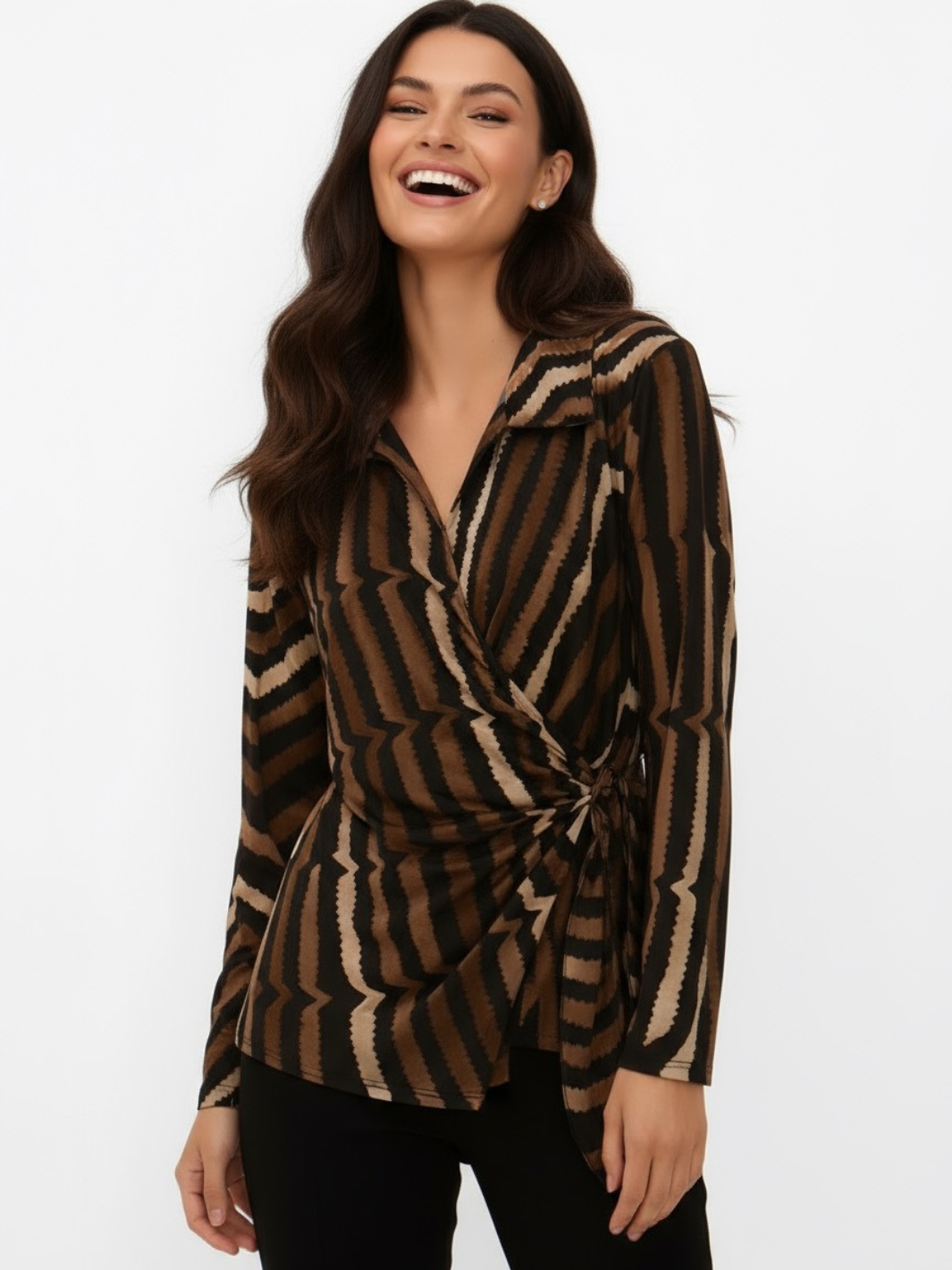 Kate & Pippa Lisa Top In Brown Print-Nicola Ross
