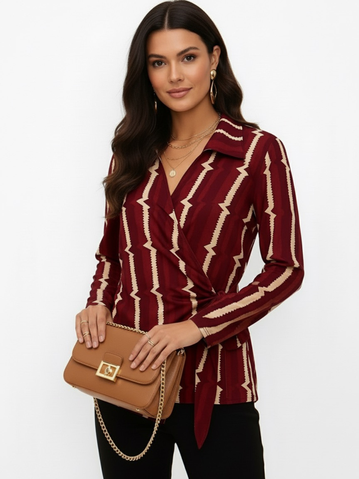 Kate & Pippa Lisa Top In Burgundy Print-Nicola Ross